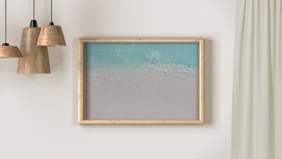 Ocean Waves White Sand Aerial Shoreline Coastal Serenity Poster