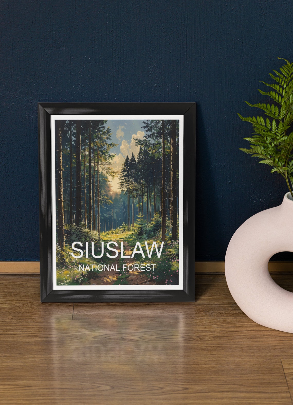 Siuslaw National Forest Tall Evergreen Trail Sunlight Filter Poster