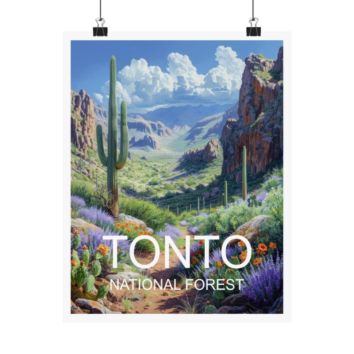 Tonto National Forest Desert Canyon Saguaro Wildflower Travel Poster - Image 4