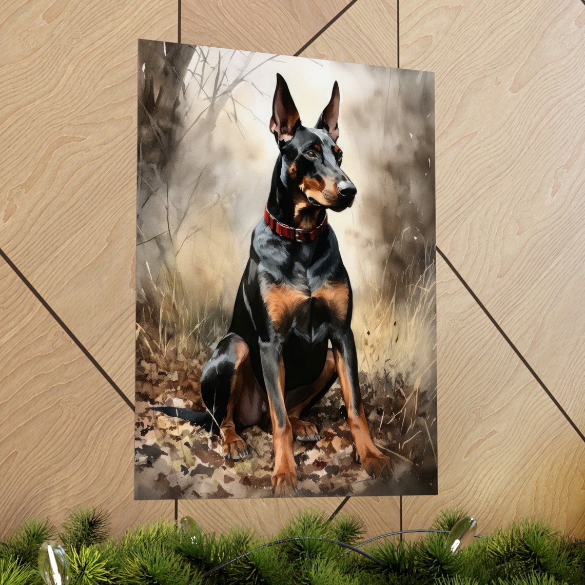 Doberman Pinscher Dog Art Print Dog Wall Art Animal Art Print Animal Art Poster Dog Lover Gift Colorful Animal Wall Art Cool Dog Art - Image 2