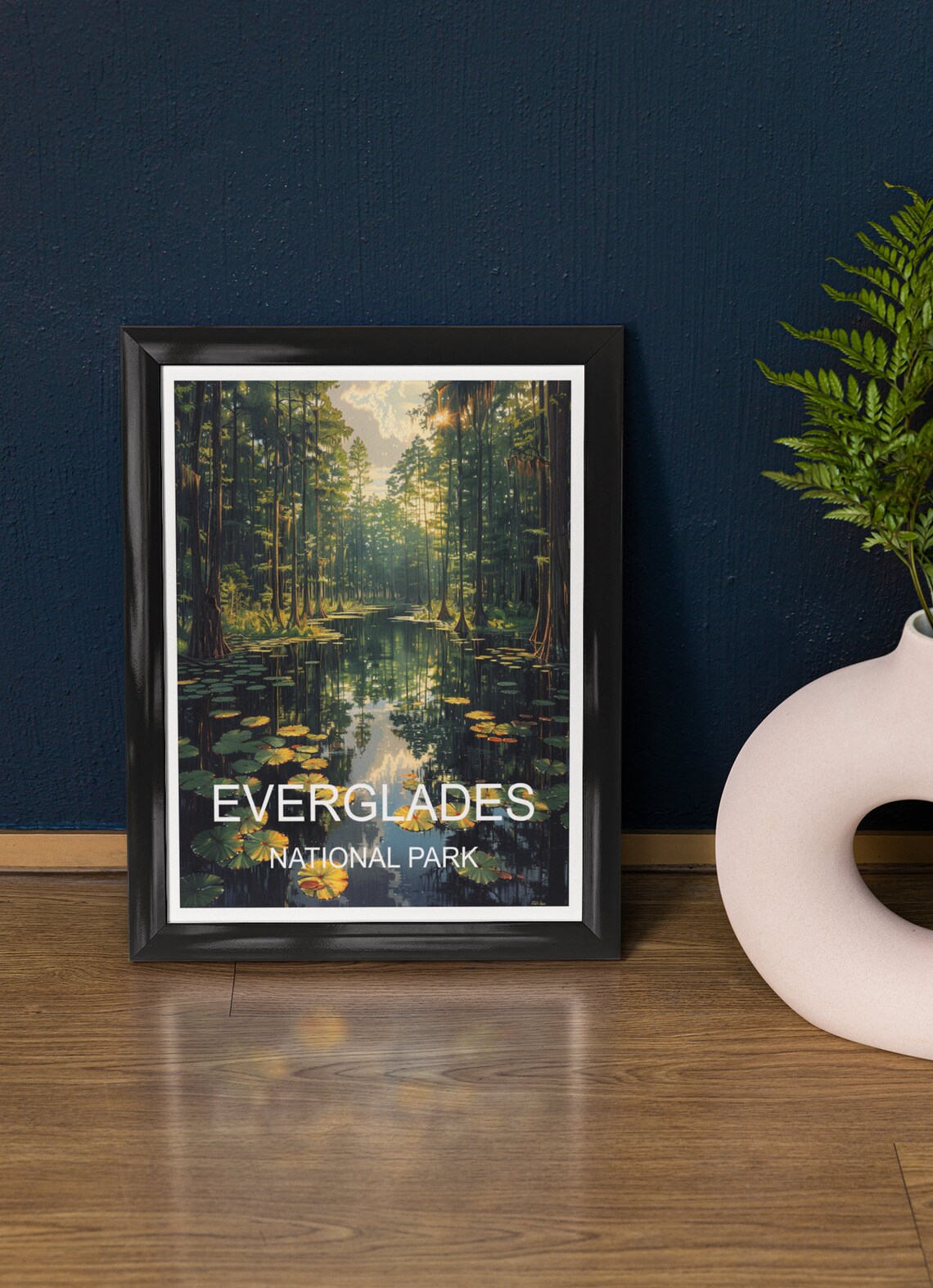 Everglades National Park Cypress Swamp Lily Pads Golden Light Poster