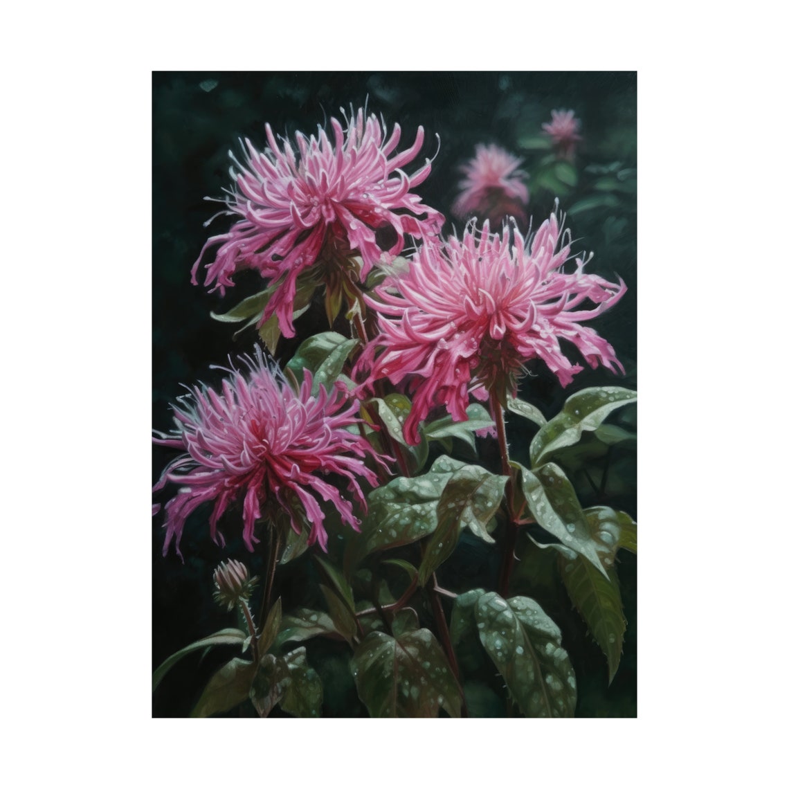 Pink Bee Balm Flower Art Print Flower Painting Flower Dcor Floral Art Print Floral Wall Art Painting Floral Artwork Botanical Print - Image 4