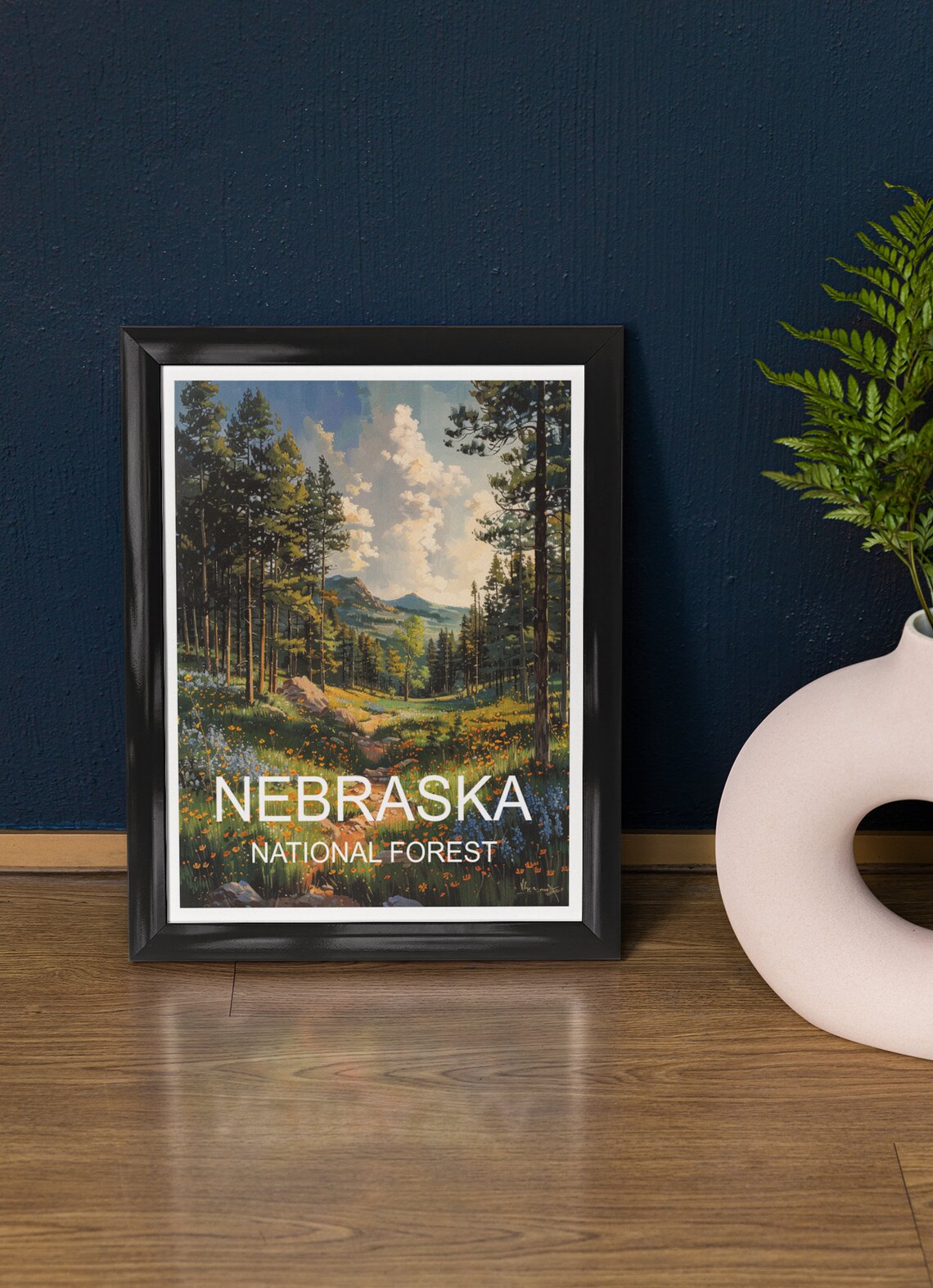 Nebraska National Forest Pine Meadow Wildflower Mountain View Poster
