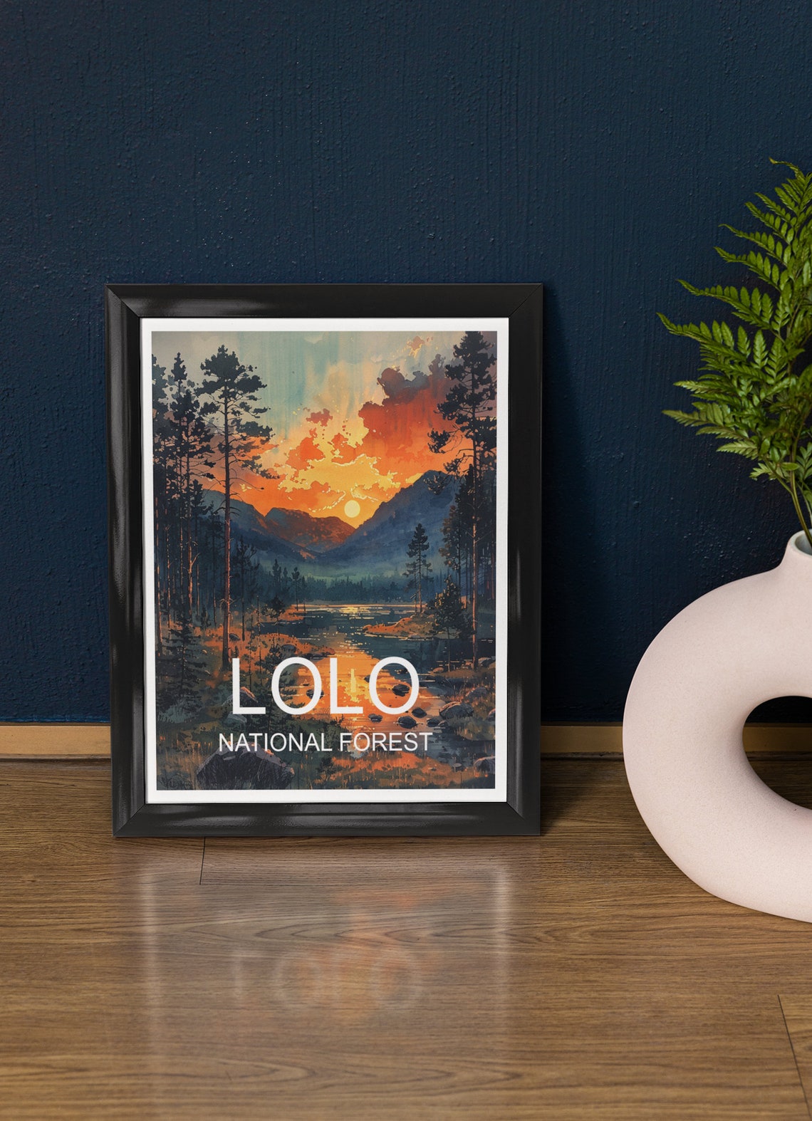 Lolo National Forest Sunset Over River And Pine Covered Peaks Poster