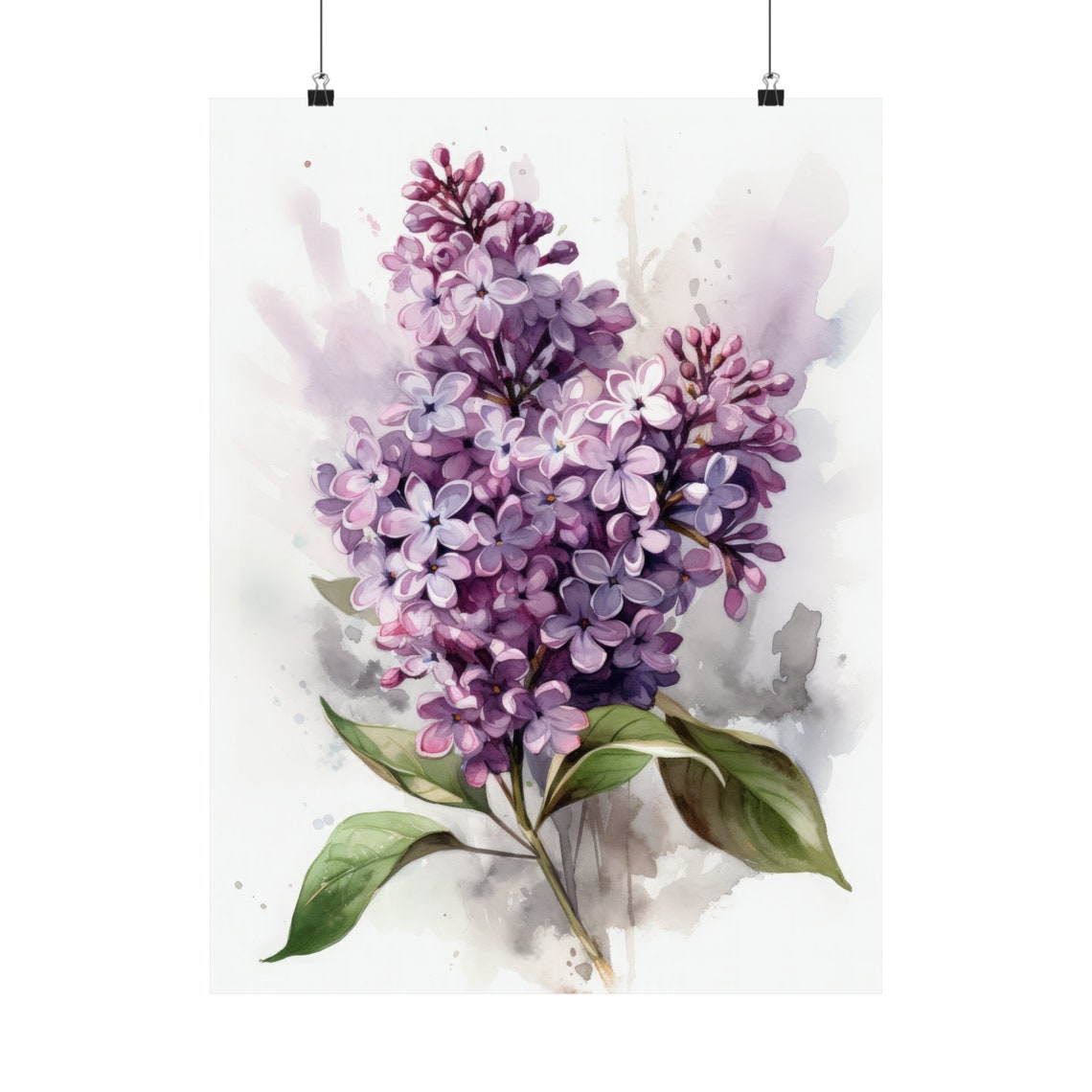 Lush Lilac Purple Blossom Cluster Soft Watercolor Botanical Poster - Image 5