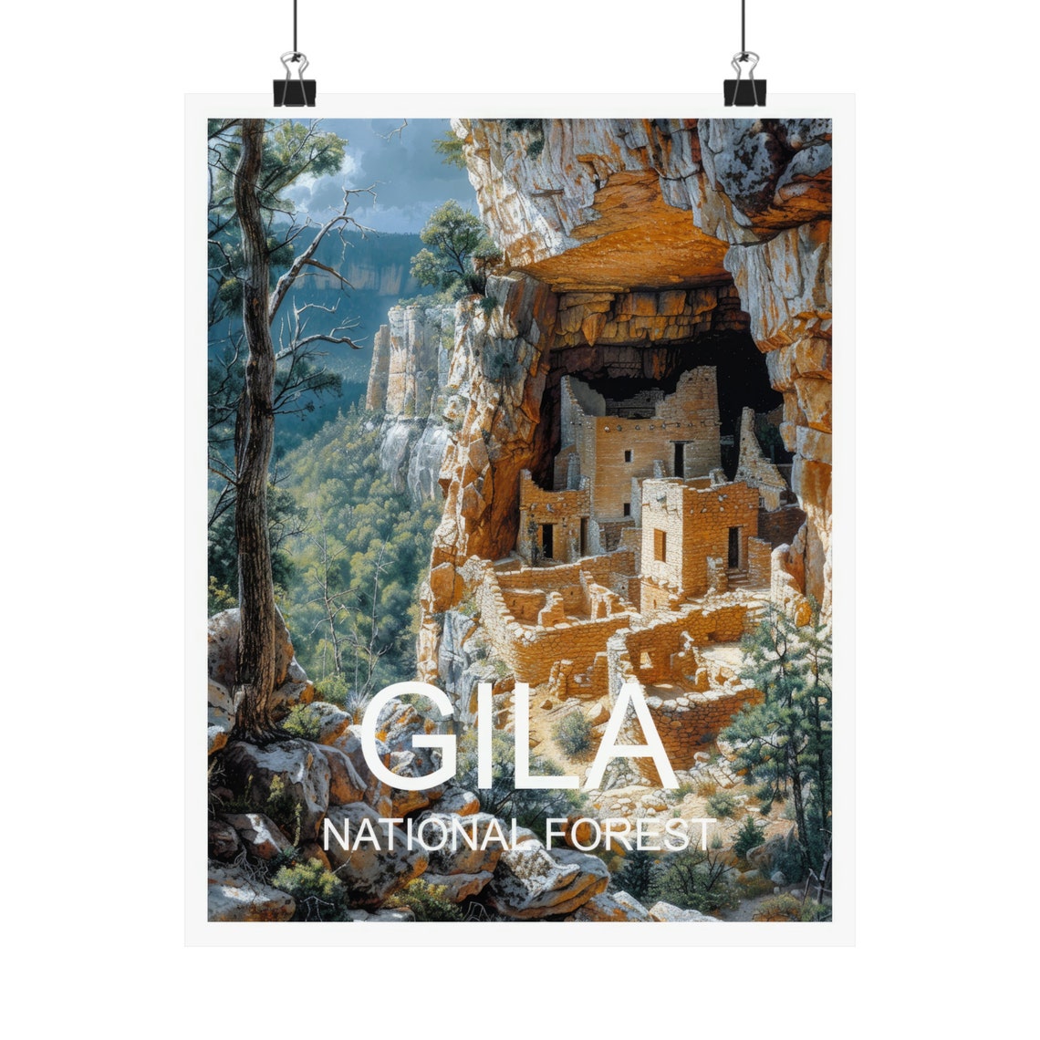 Gila National Forest Ancient Cliff Dwellings Canyon Southwest Poster - Image 4