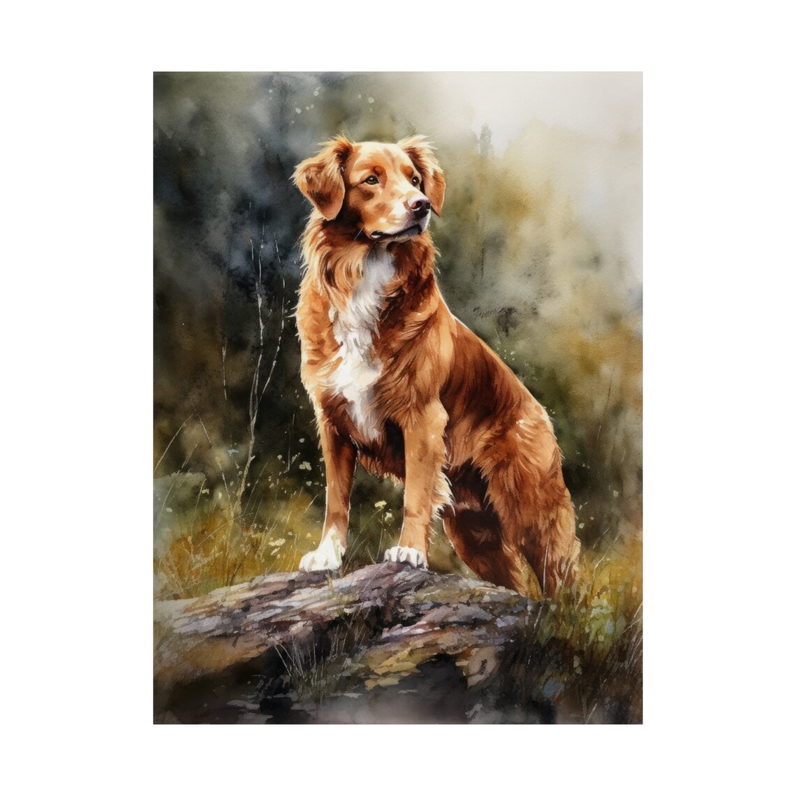 Nova Scotia Duck Tolling Retriever On Rock Watercolor Dog Poster - Image 4
