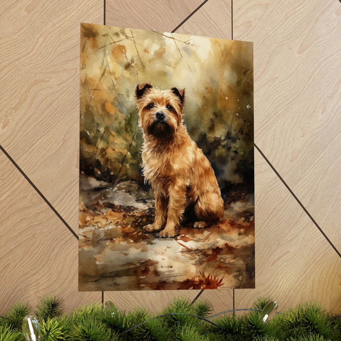 Norfolk Terrier Sitting Among Autumn Leaves Watercolor Art Print - Image 2