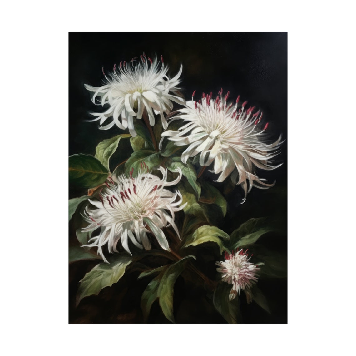 White Bee Balm Flower Art Print Flower Painting Flower Dcor Floral Art Print Floral Wall Art Painting Floral Artwork Botanical Print - Image 4