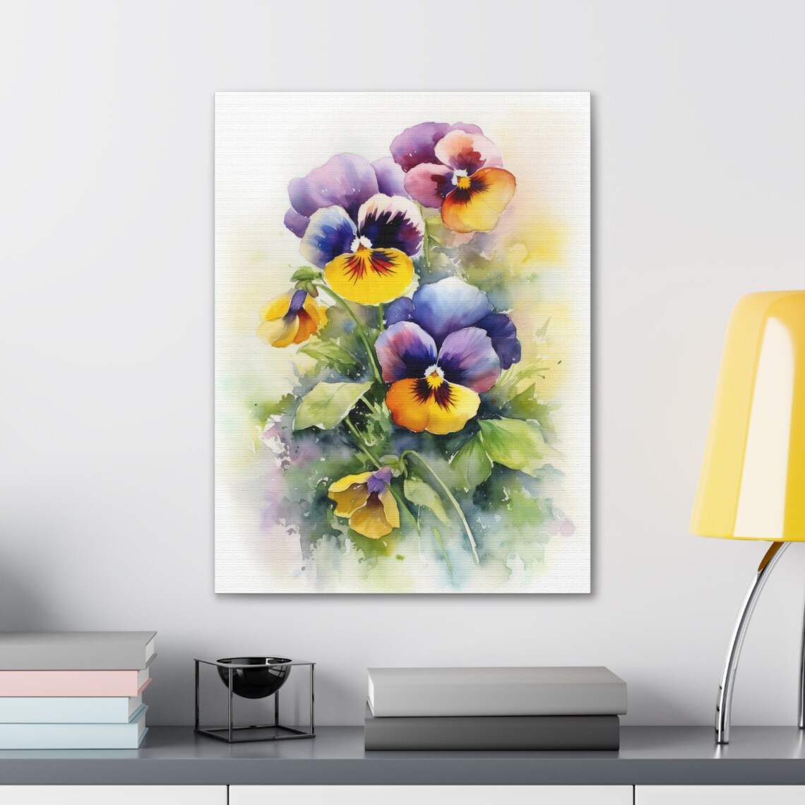 Colorful Pansy Flowers Watercolor Bouquet Floral Botanical Art Poster - Image 4
