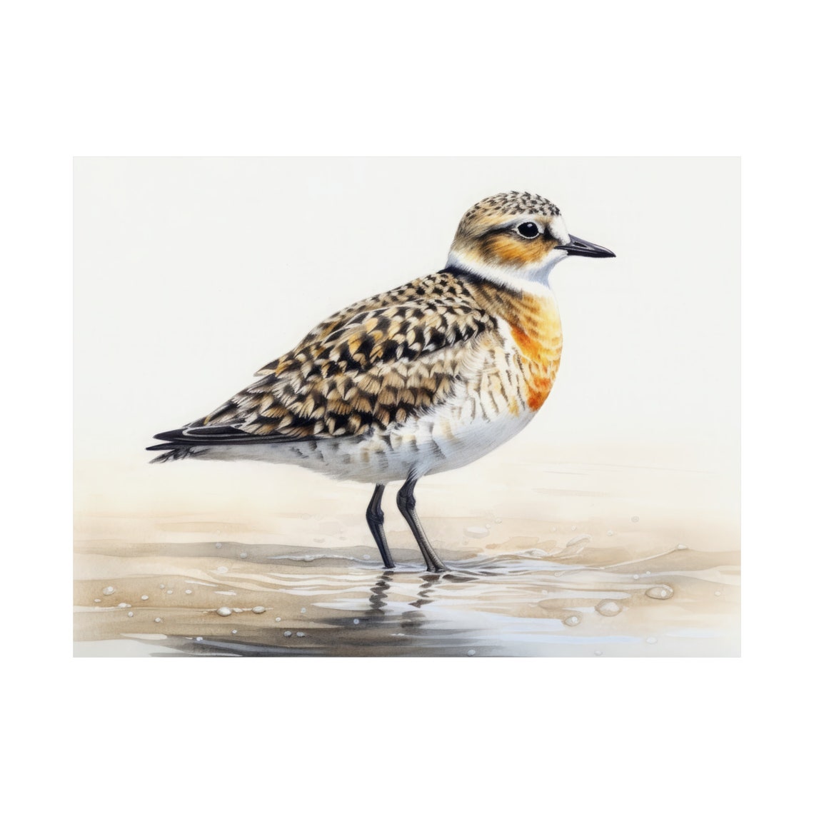 Golden Plover Shorebird Standing Watercolor Beach Bird Art Print - Image 4