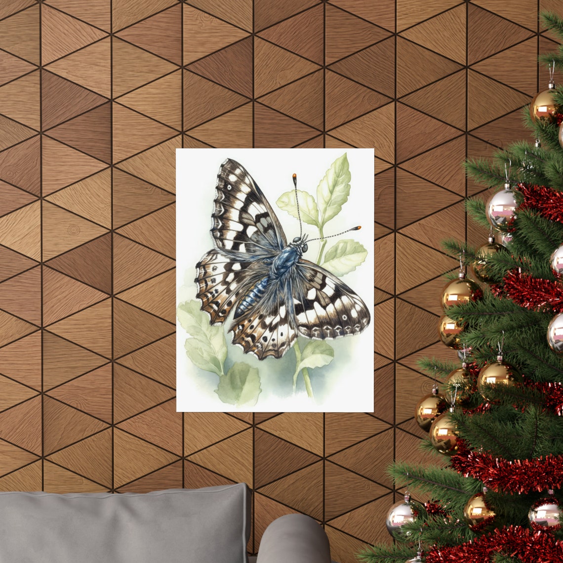 Checkered Butterfly Art Print Butterfly Home Dcor Watercolor Butterfly Painting Insect Wall Art Nature Lover Butterflies Artwork - Image 3