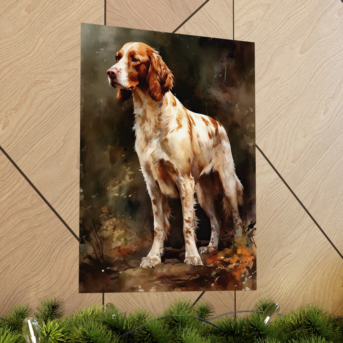 Irish Red And White Setter Standing Graceful Watercolor Dog Poster - Image 2