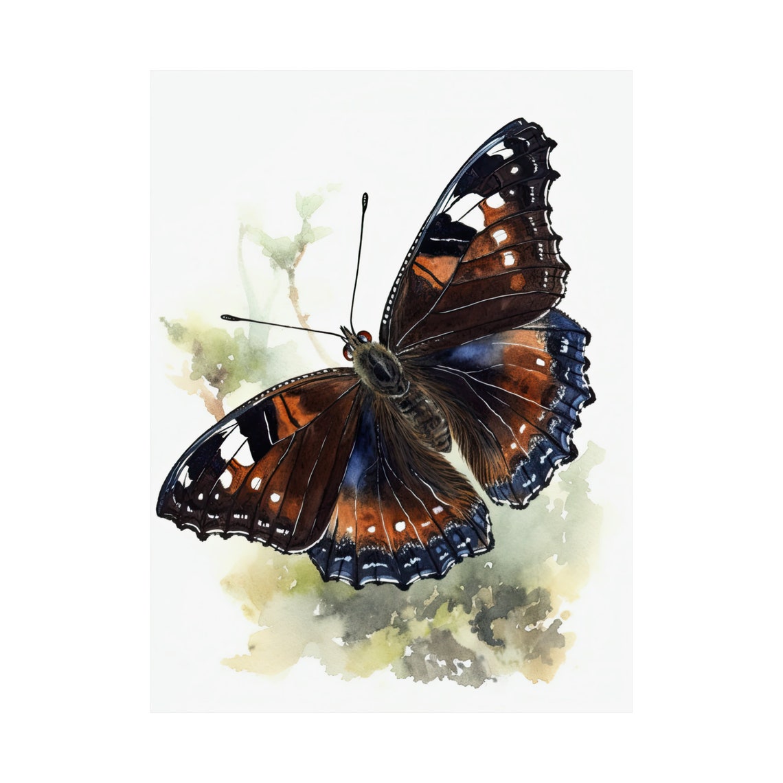 Mourning Cloak Butterfly Art Print Butterfly Home Dcor Watercolor Butterfly Painting Insect Wall Art Nature Lover Butterflies Artwork - Image 4