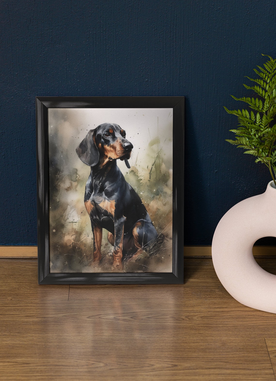 Black And Tan Coonhound Dog Art Print Dog Wall Art Animal Art Print Animal Art Poster Dog Lover Gift Colorful Animal Wall Art Cool Dog