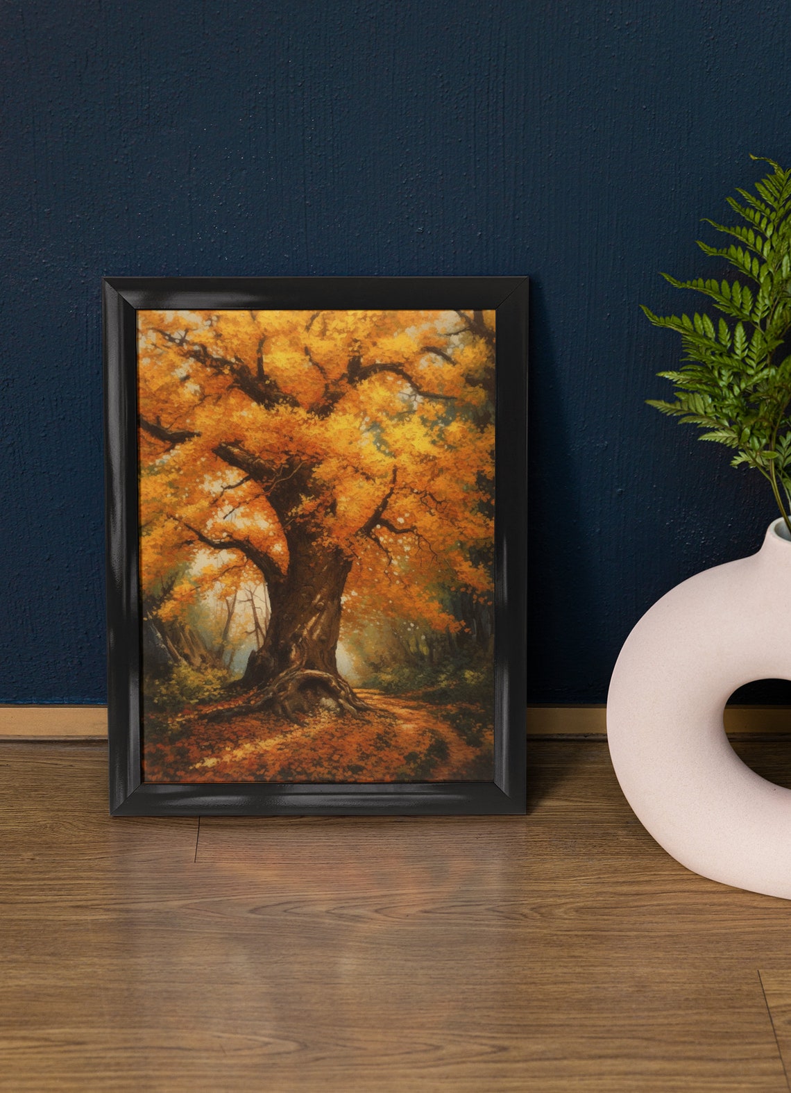 Golden Autumn Tree Majestic Fall Foliage Forest Painting Art Print