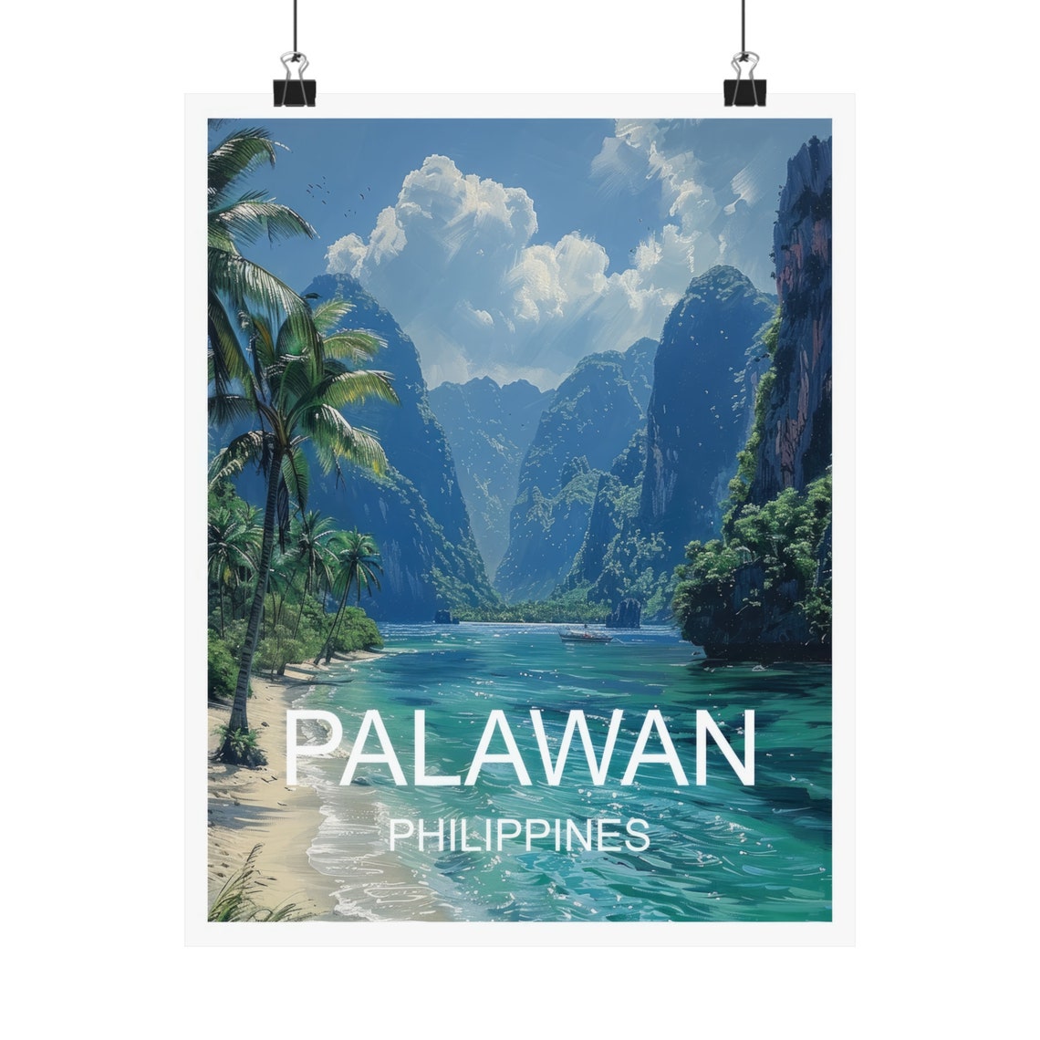 Palawan Philippines Limestone Karst Cliffs Lagoon Travel Poster - Image 4