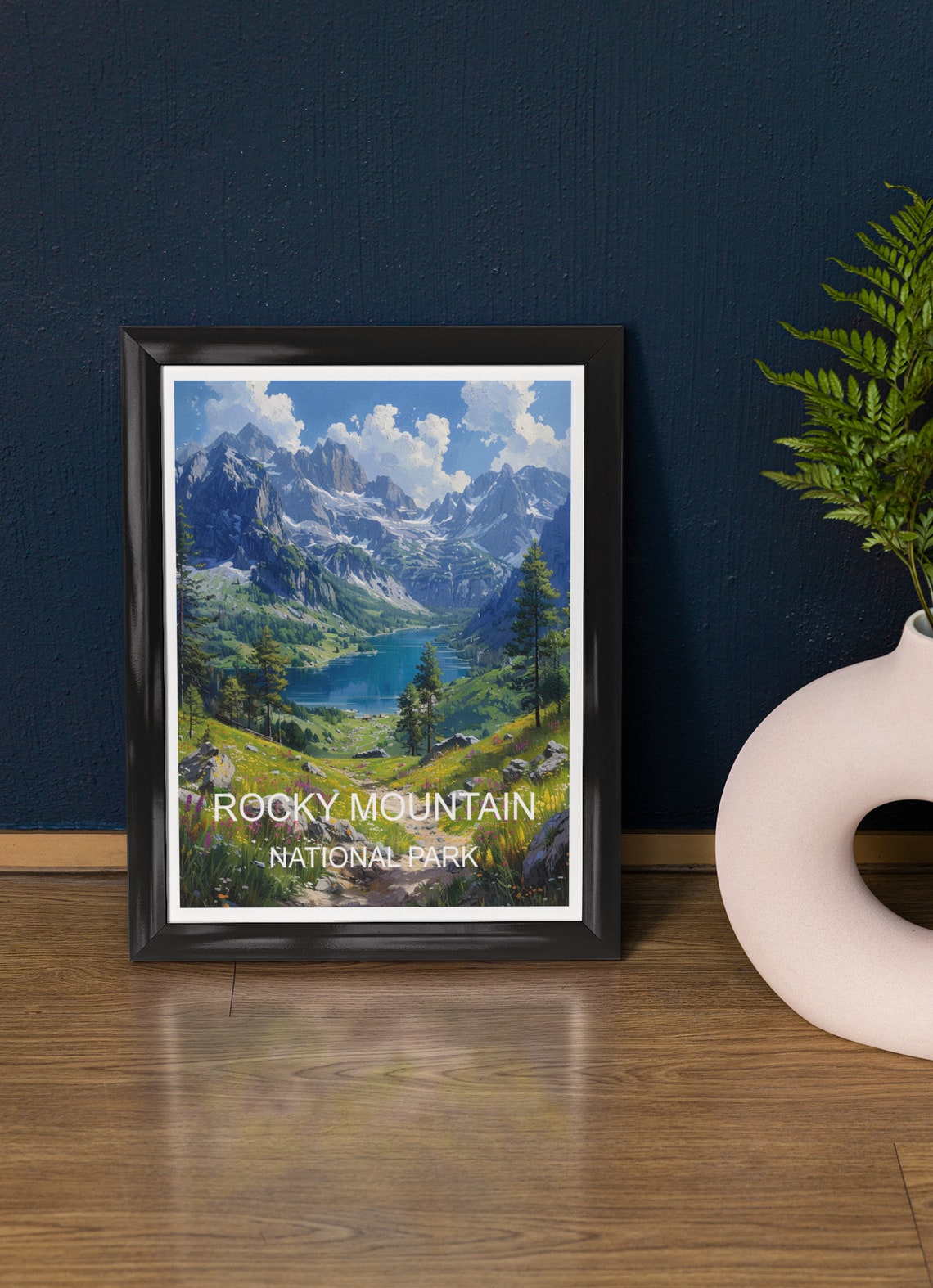 Rocky Mountain National Park Alpine Lake Peaks Meadows Trail Poster