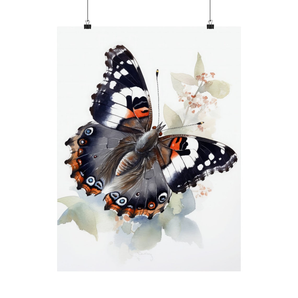 Admiral Butterfly Art Print Butterfly Home Dcor Watercolor Butterfly Painting Insect Wall Art Nature Lover Butterflies Artwork - Image 5