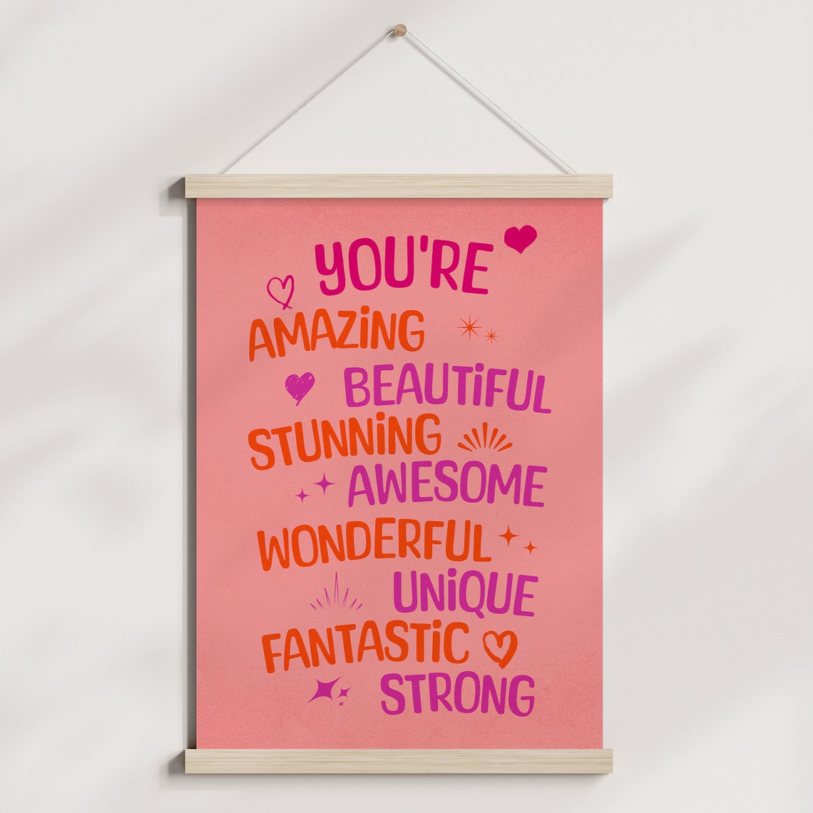 Youre Amazing Beautiful Stunning Pink Affirmation Typography Poster - Image 3