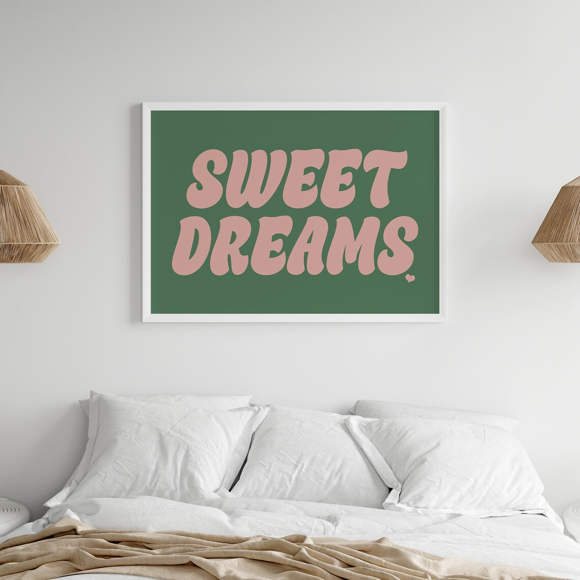 Sweet Dreams Retro Pink Green Bedroom Typography Quote Poster - Image 4