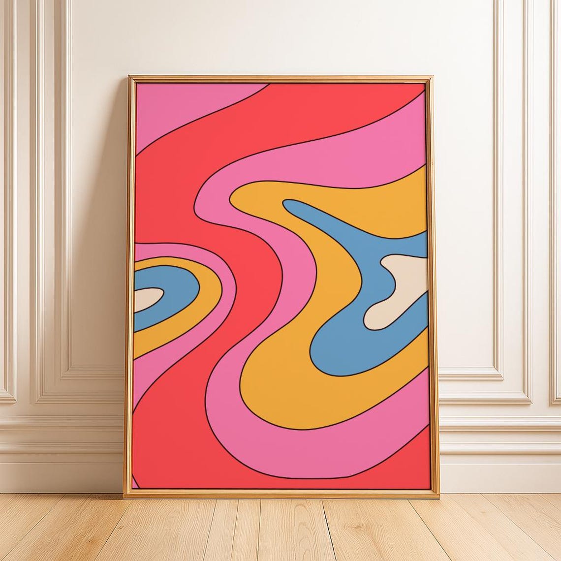 Retro Groovy Wavy Stripes Colorful 70s Abstract Style Wall Art - Image 5