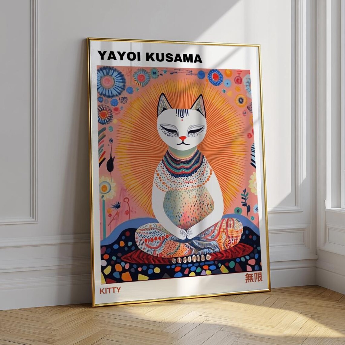 Yayoi Kusama Cat Poster, Japanese Wall Art