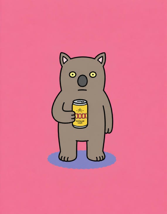 Dazza The Wombat Poster Digital Art Print Funny And Quirky Artwork
