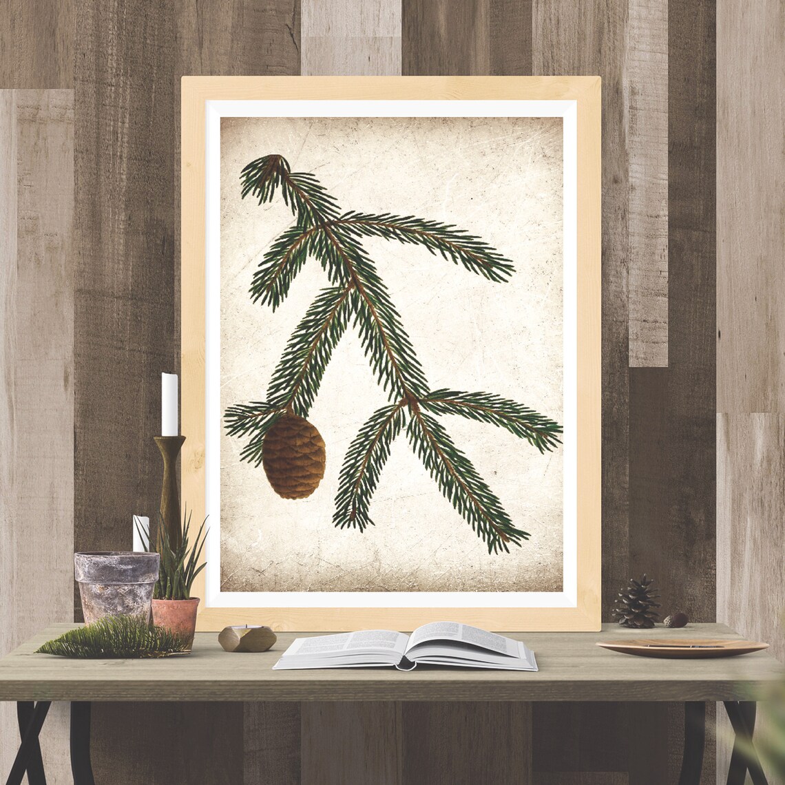 Vintage Pine Cone Rustic Nature Art Print - Image 2