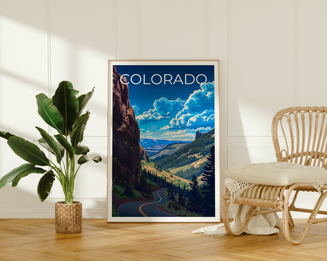 Colorado Rocky Mountain Road Red Canyon Pass Summit View Travel Poster - Image 2
