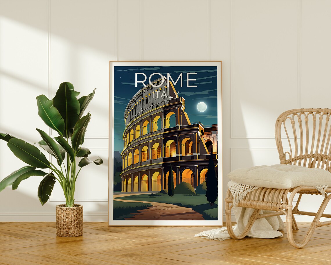 Rome Travel Poster, Colosseum City Print - Image 2