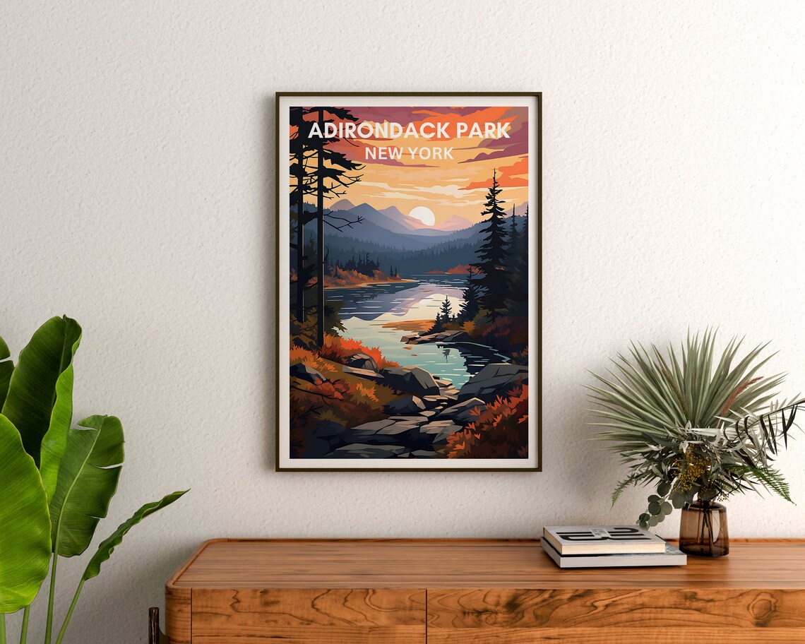 Adirondack Park, New York Mountain Travel Poster - Image 3