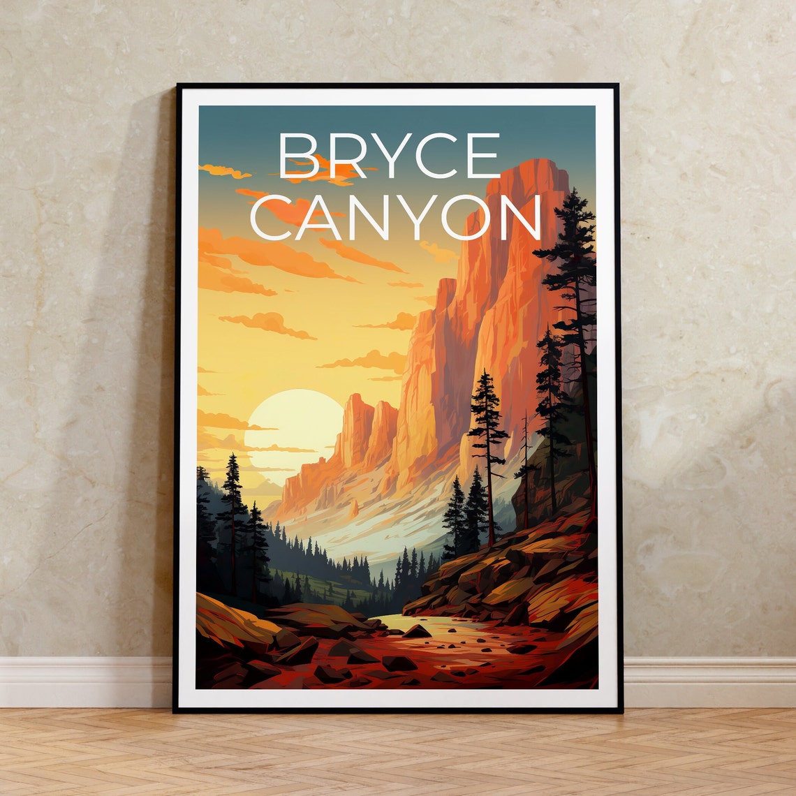 Bryce Canyon Sunrise Red Rock Hoodoos Pine Desert View Poster