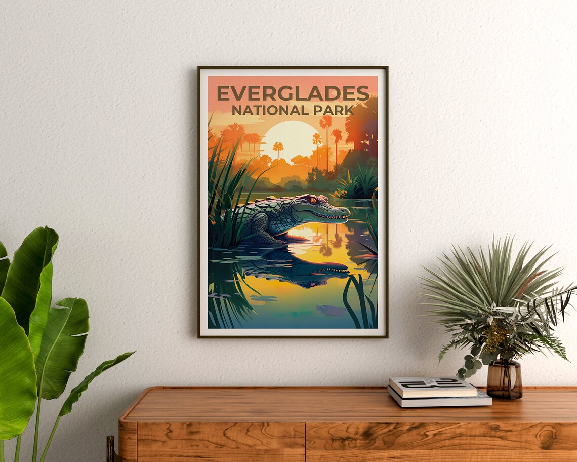 Everglades Travel Poster, Florida Alligator Art Print - Image 3