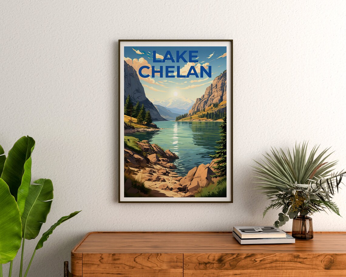 Lake Chelan Washington State Travel Poster Print - Image 3