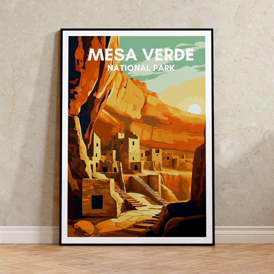 Mesa Verde Travel Poster, Colorado Landscape Print