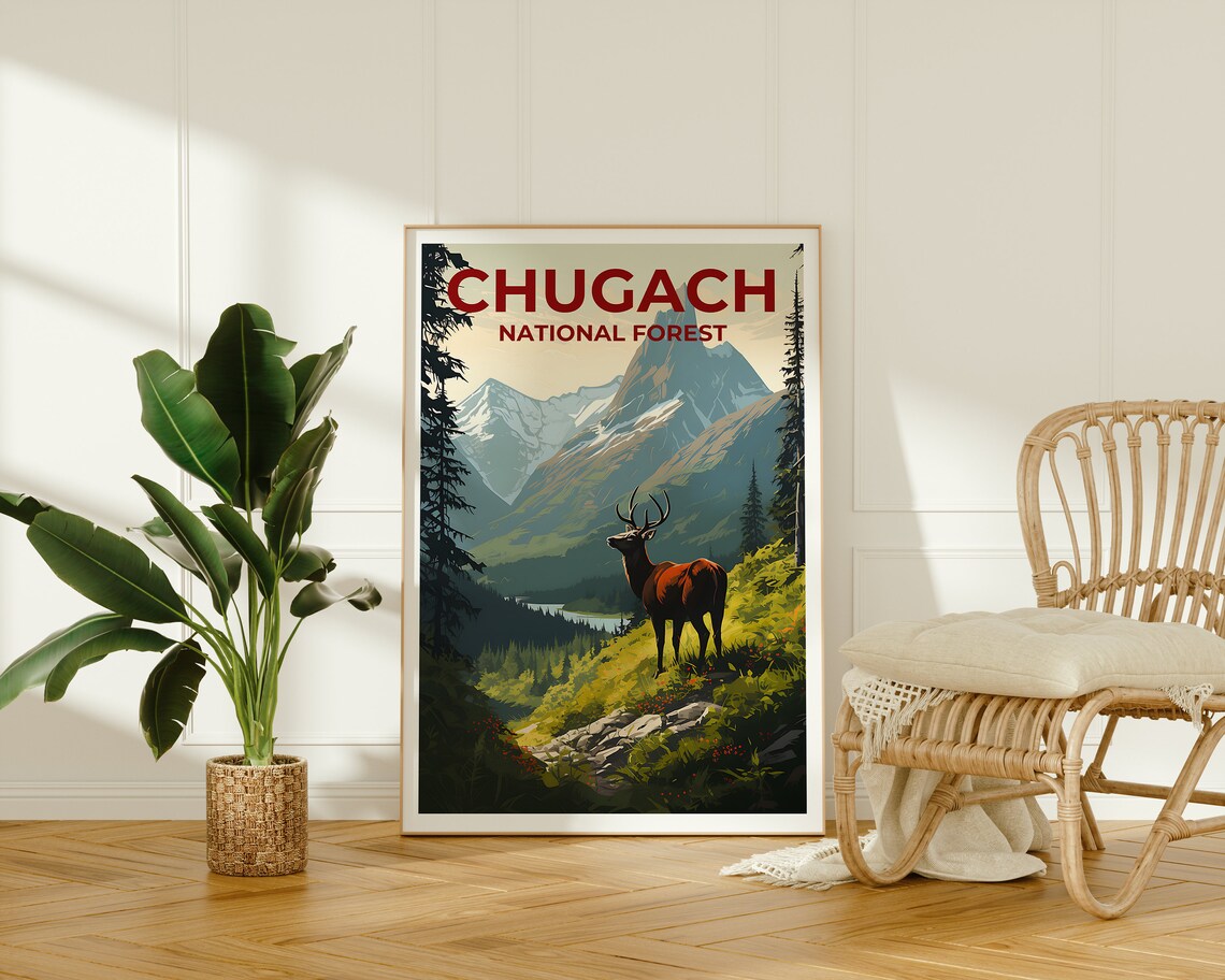 Chugach Alaska Nature Travel Poster, Wall Art Print - Image 2