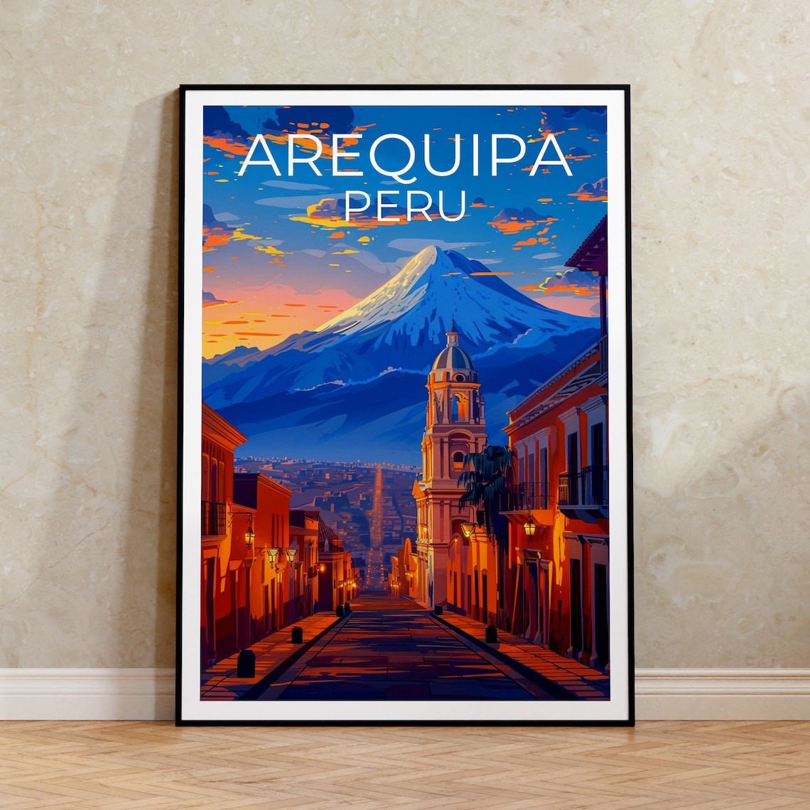 Arequipa Travel Poster, Peru City Wall Art Print