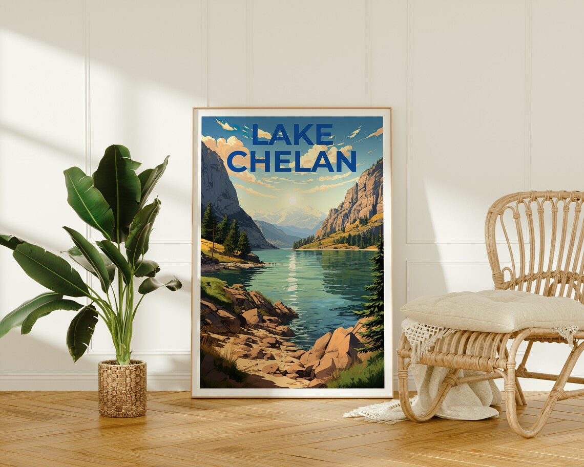 Lake Chelan Washington State Travel Poster Print - Image 2