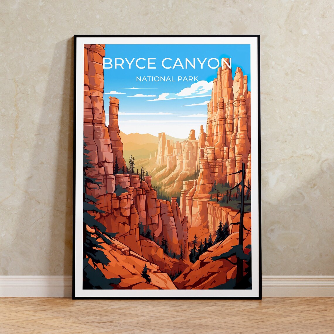 Bryce Canyon Travel Poster, Utah Canyon Landscape