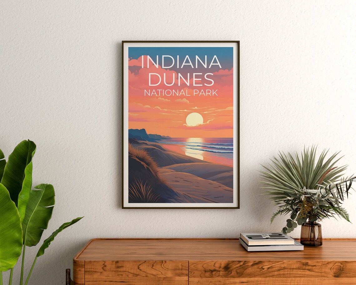Indiana Dunes National Park Sand Dunes Sunset Shoreline Travel Poster - Image 3