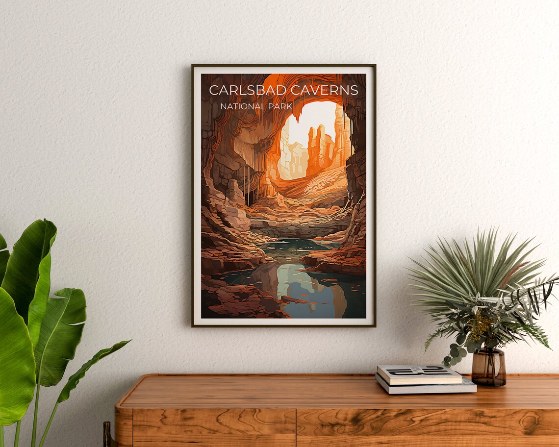 Carlsbad Caverns Travel Poster, New Mexico Cave Art Print - Image 3