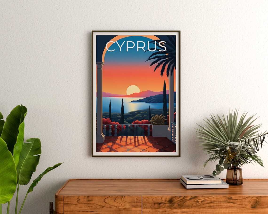 Cyprus Travel Poster, Island Landscape Art Print - Image 3