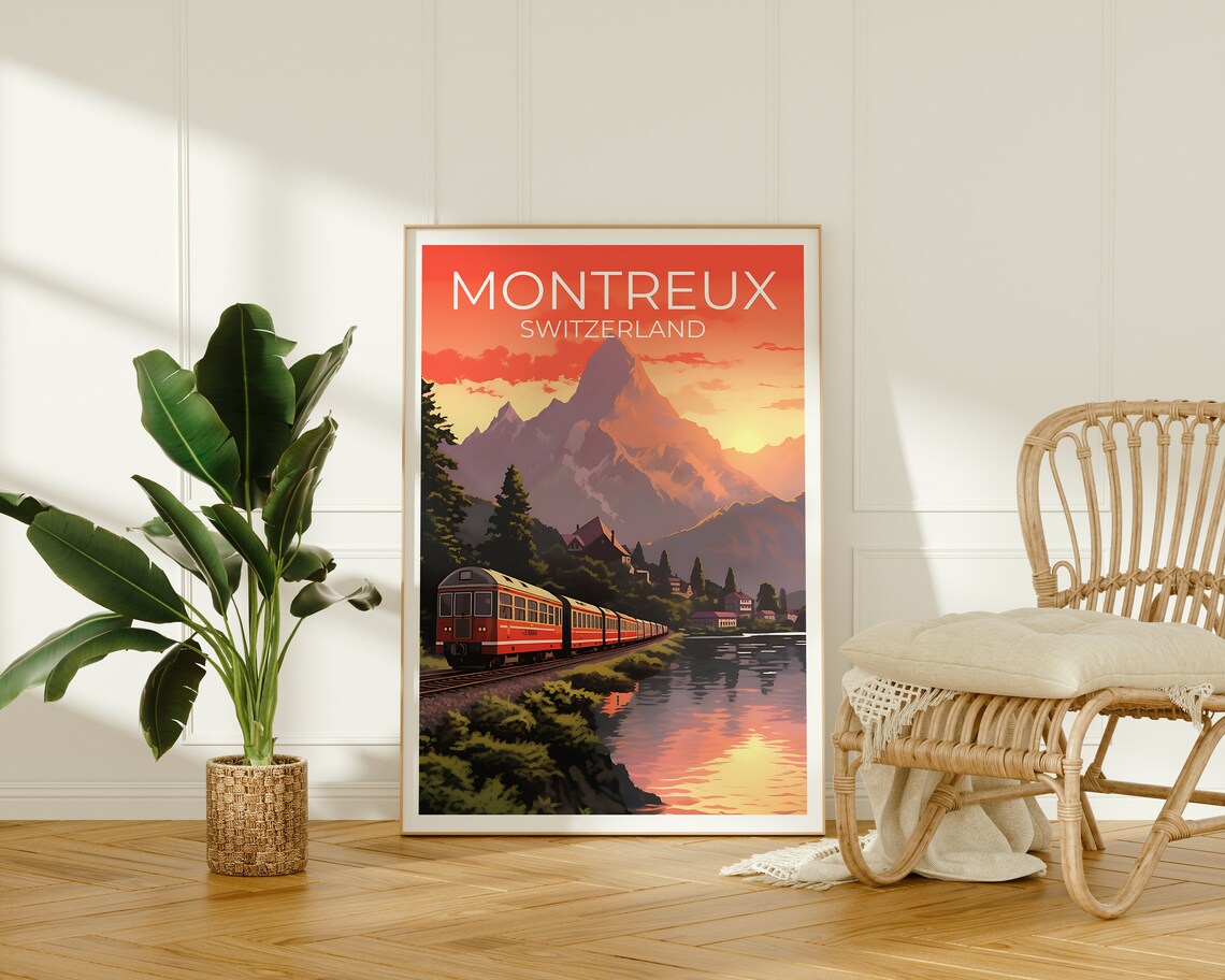 Montreux Travel Poster, Switzerland City Art Print - Image 2