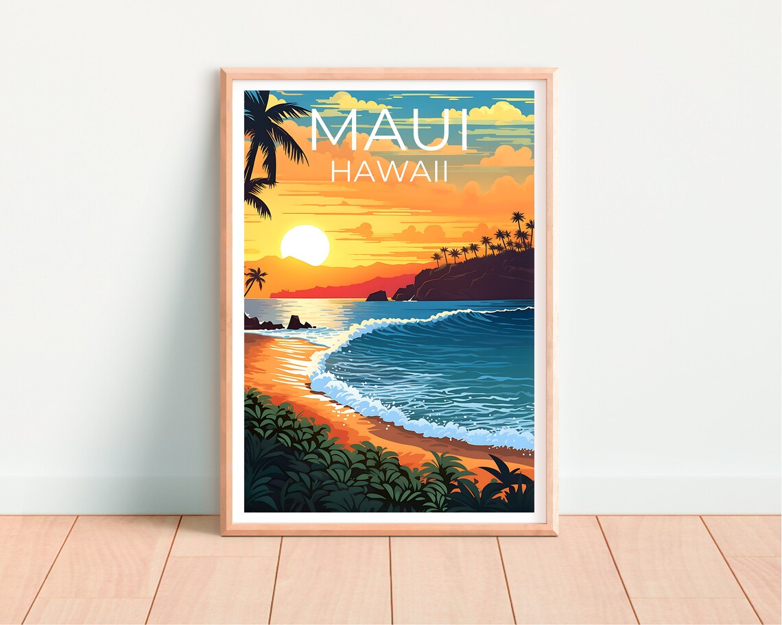Maui Travel Poster, Hawaii Beach Wall Art - Image 4