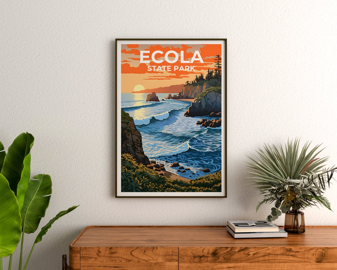 Ecola State Park Oregon Coast Sunset Waves Sea Stacks Poster - Image 3