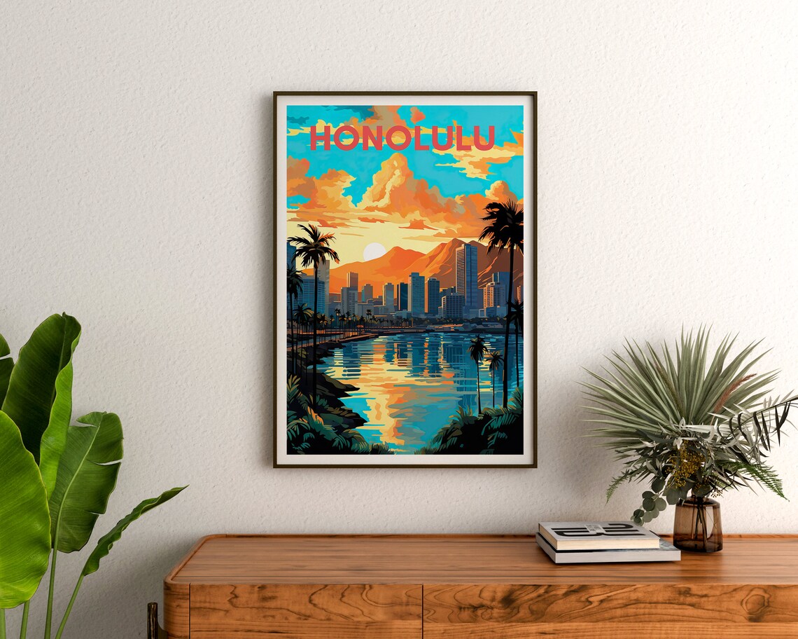 Honolulu Travel Poster, Hawaii City Art Print - Image 3