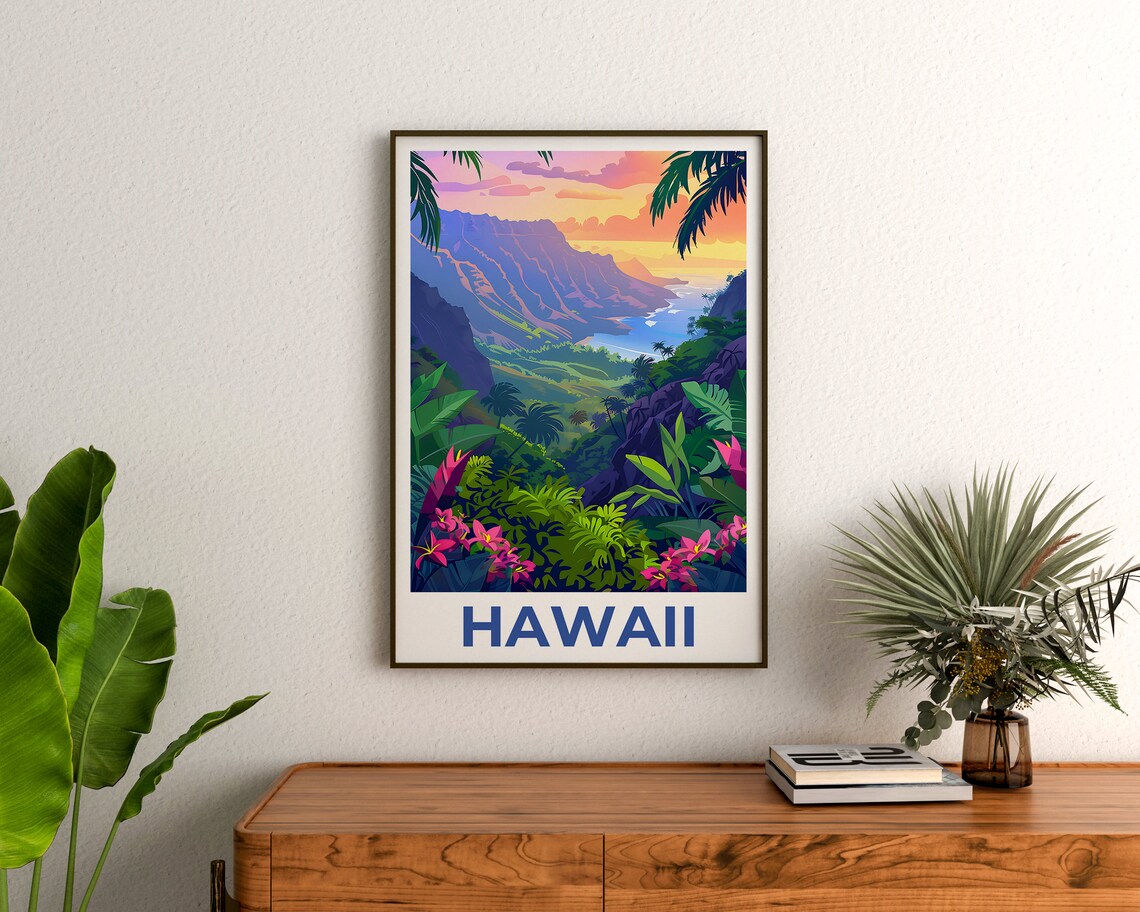 Hawaii Travel Poster, Tropical Island Hiking Art - Image 3