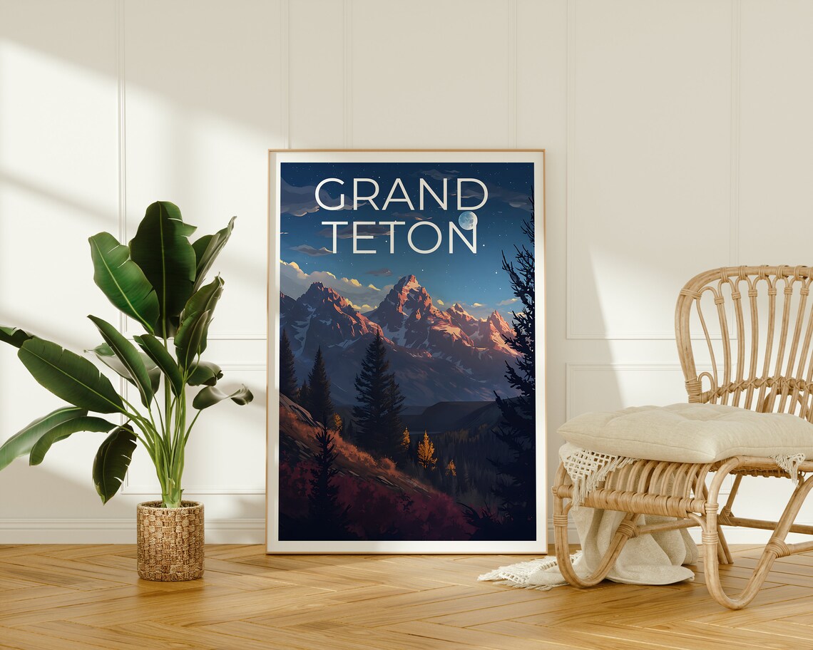 Grand Teton Travel Poster, Wyoming Wall Art Print - Image 2