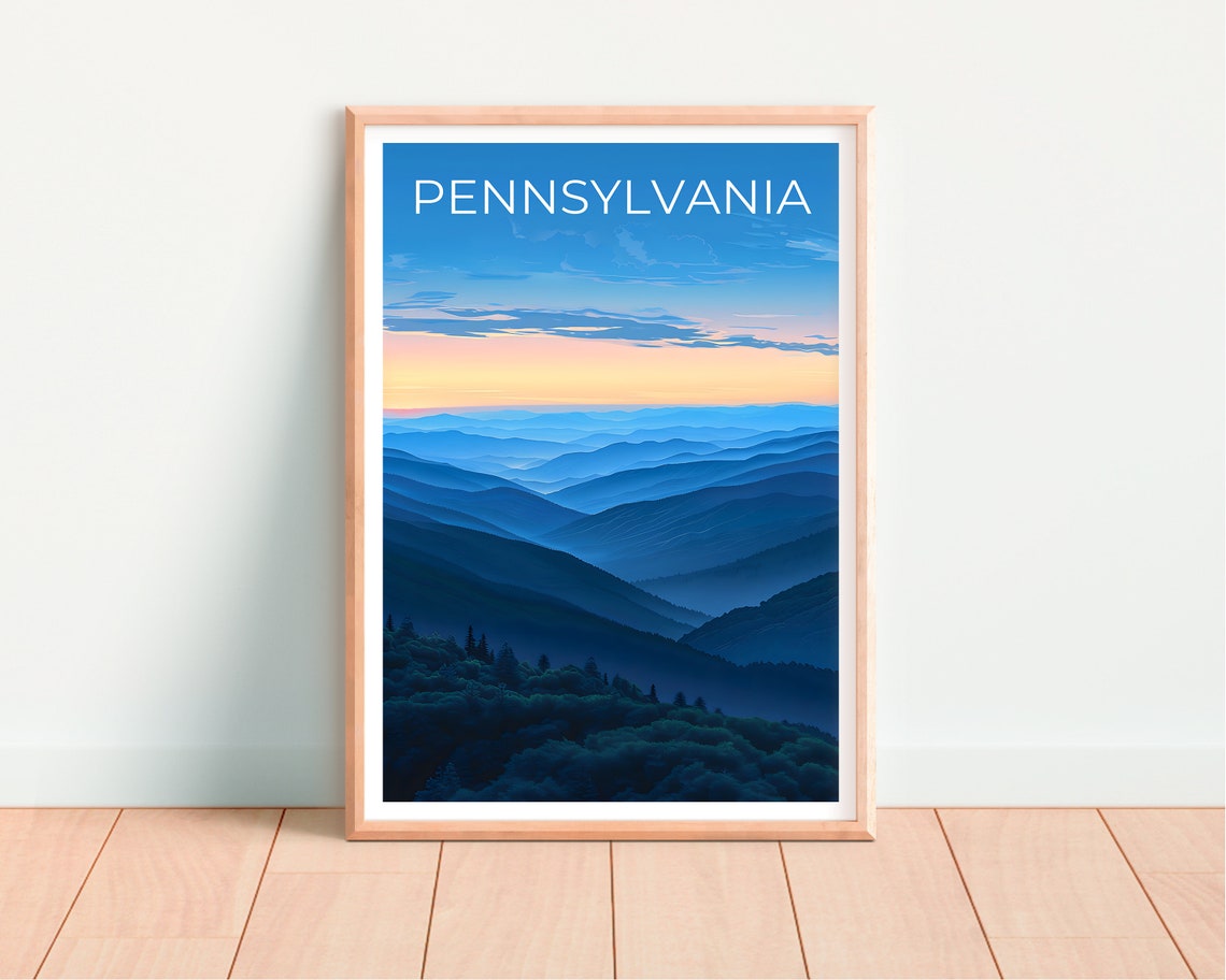 Pennsylvania Allegheny Sunset Layered Blue Mountain Ridges View Poster - Image 4